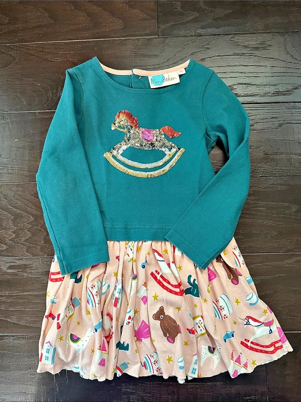 Mini Boden Applique Jersey Dress Rocking Horse Girls 3-4T